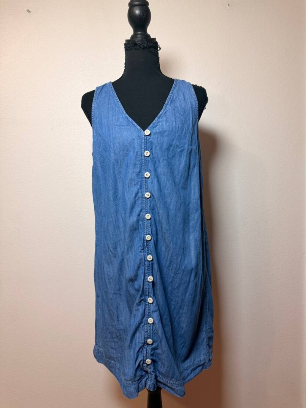 Madewell Chambray Denim Button Front Shift Dress Cottagecore Sundress Cotton